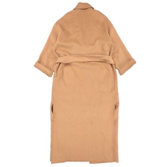 NWT Zara Wool Duster Belted Wrap Coat Tailored Old Money Quiet Luxury Minimal - Picture 6 of 9